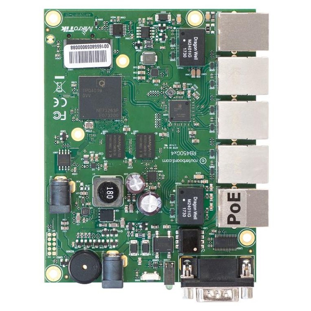 Mikrotik - Router RB450Gx4 Gigabit Ethernet alámbrico para redes profesionales, con procesador de 716 MHz, 1024 MB RAM y ranura MicroSD, ideal para entornos de misión crítica y uso diario exigente