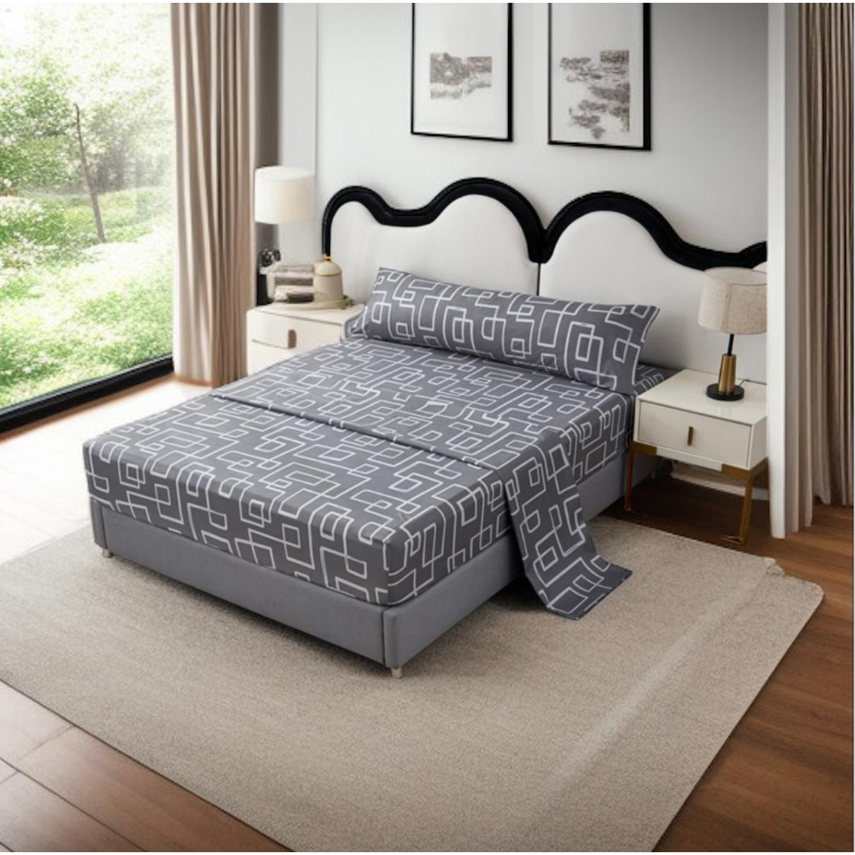 Juego de sabanas Negro (3 piezas): sábana encimera + sábana ajustable + 1 fundas de almohadade 90x135x150 CM ,180x200cm/2 Funda de Almohada
