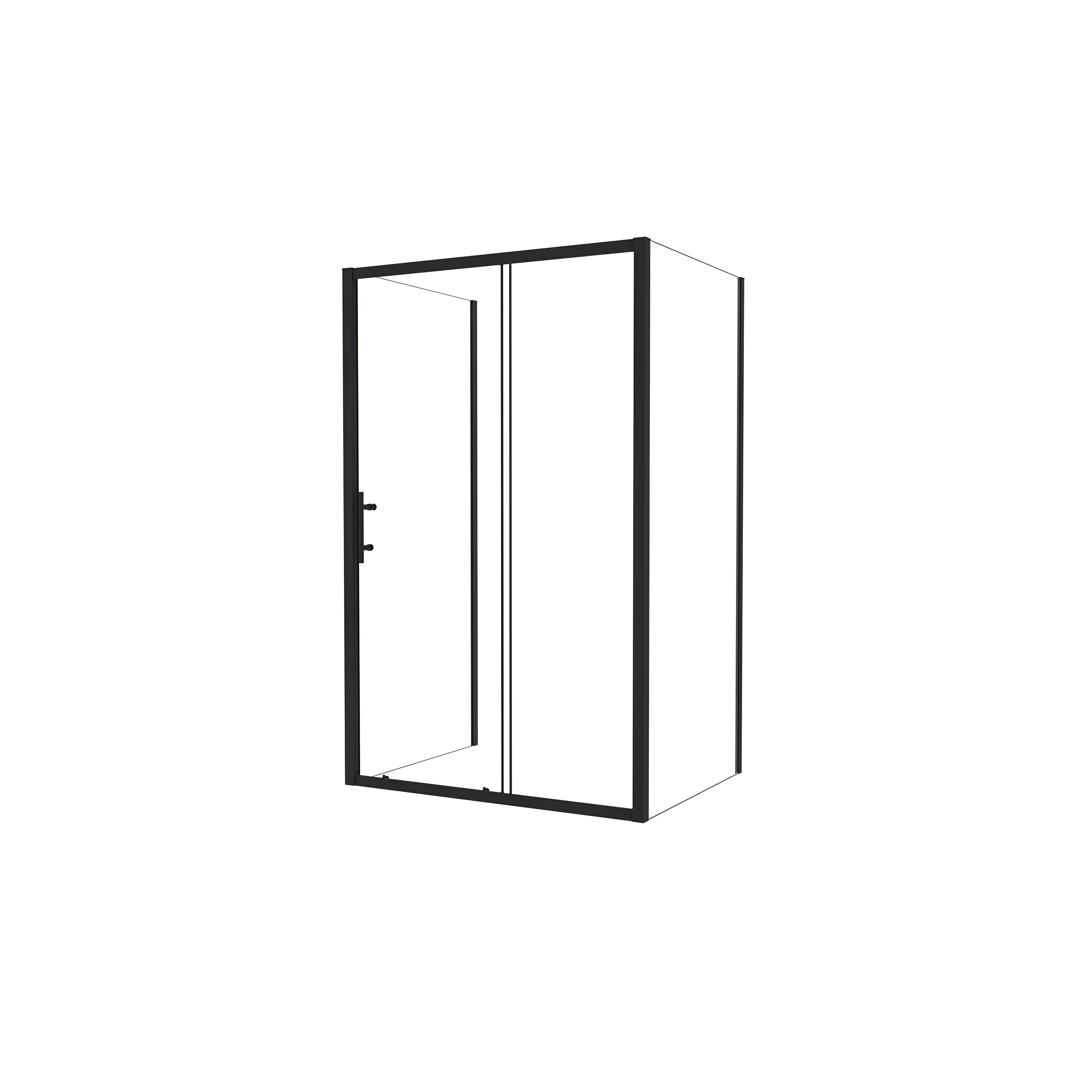 AICA Mampara de Ducha Rectangular Corredera Frontal y dos Paneles Fijos Cristal Templado 5mm Perfil Negro Mate (680-700)x(1363-1403)x(680-700)x1850mm
