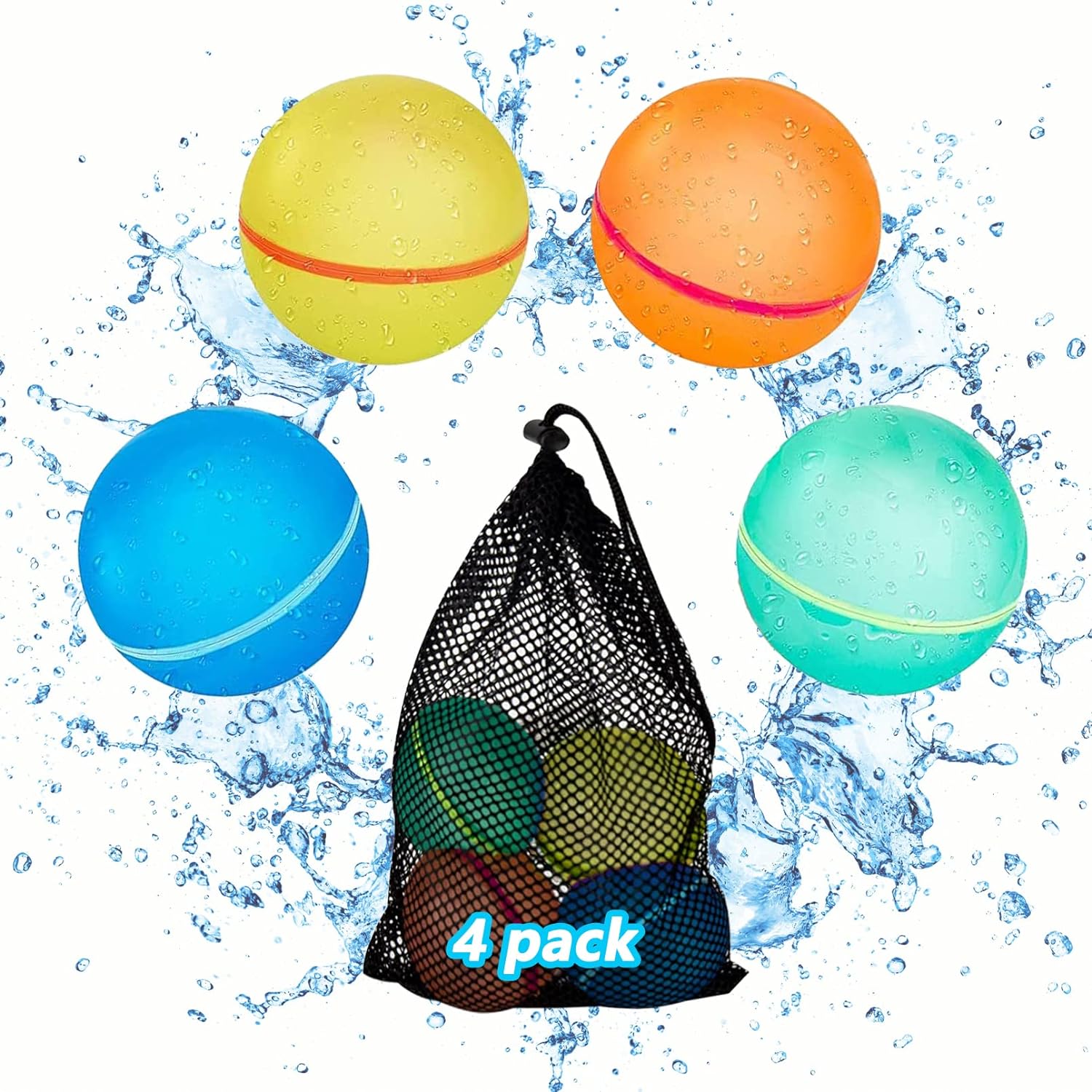 Globos de Agua Reutilizables para Niños y Adultos - 18 Bombas de Agua Magnéticas con Bolsa de Malla