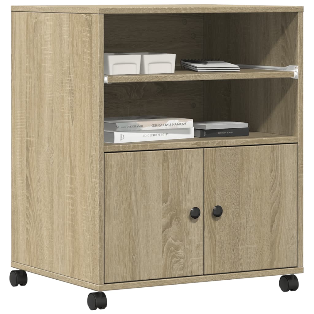 vidaXL Soporte para impresora con ruedas 60x48x74 cm mesa de impresora Color Blanco,  Gris hormigón,  Gris sonoma y mas