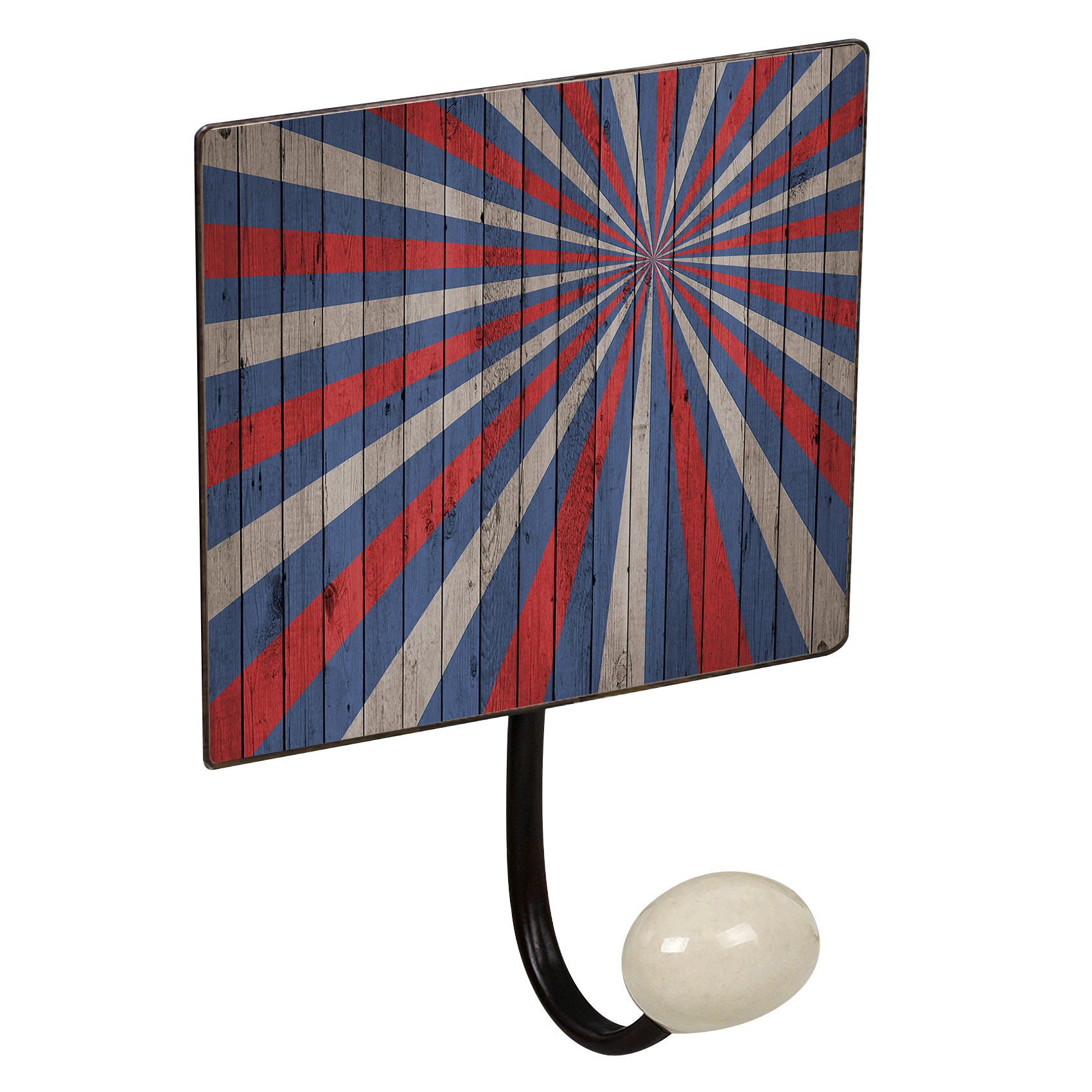 PERCHA pared metal diseño Clásico Vintage decoración AZUL-ROJO navy USA con 1 GANCHO porcelana