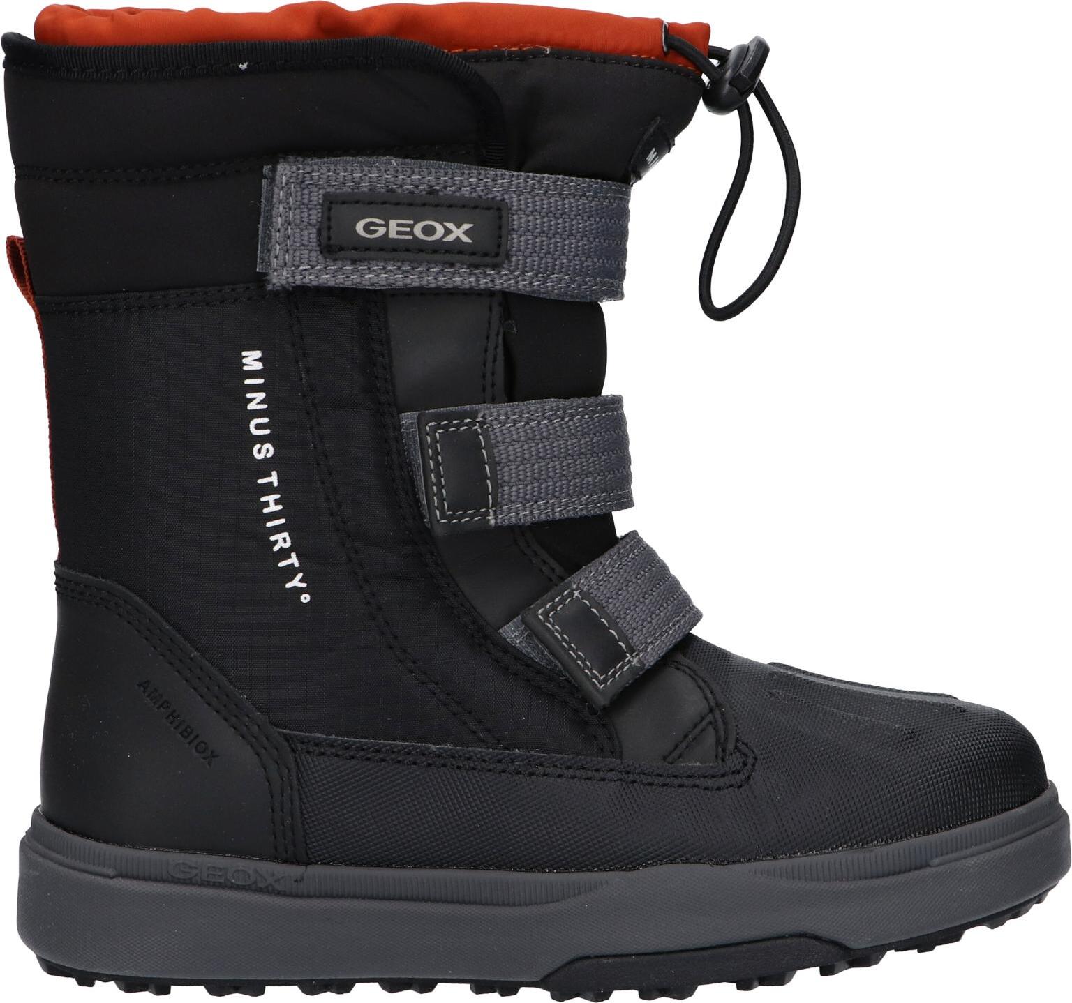 Geox Women's and Kids' Boots J26D8B 0FUME J BUNSHEE PG BOY B A C9BN6 BLACK-RUST, durable imitation leather with cushioned insole, anti-slip flexible sole, modern black and rust design, perfect for family use in autumn/winter.