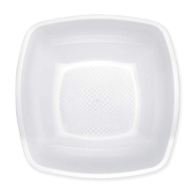 MONOUSO | Plato Duro Reutilizable PP Hondo Blanco "Square" 18cm (300 Uds)