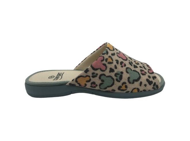 Zapatillas de Casa para Mujer Verano CM Confort 60288 - Diseño Abierto y Estampado Multicolor, Confort Superior con Plantilla Acolchada, Suela de Goma Antideslizante y Fabricación Española, Ideal para