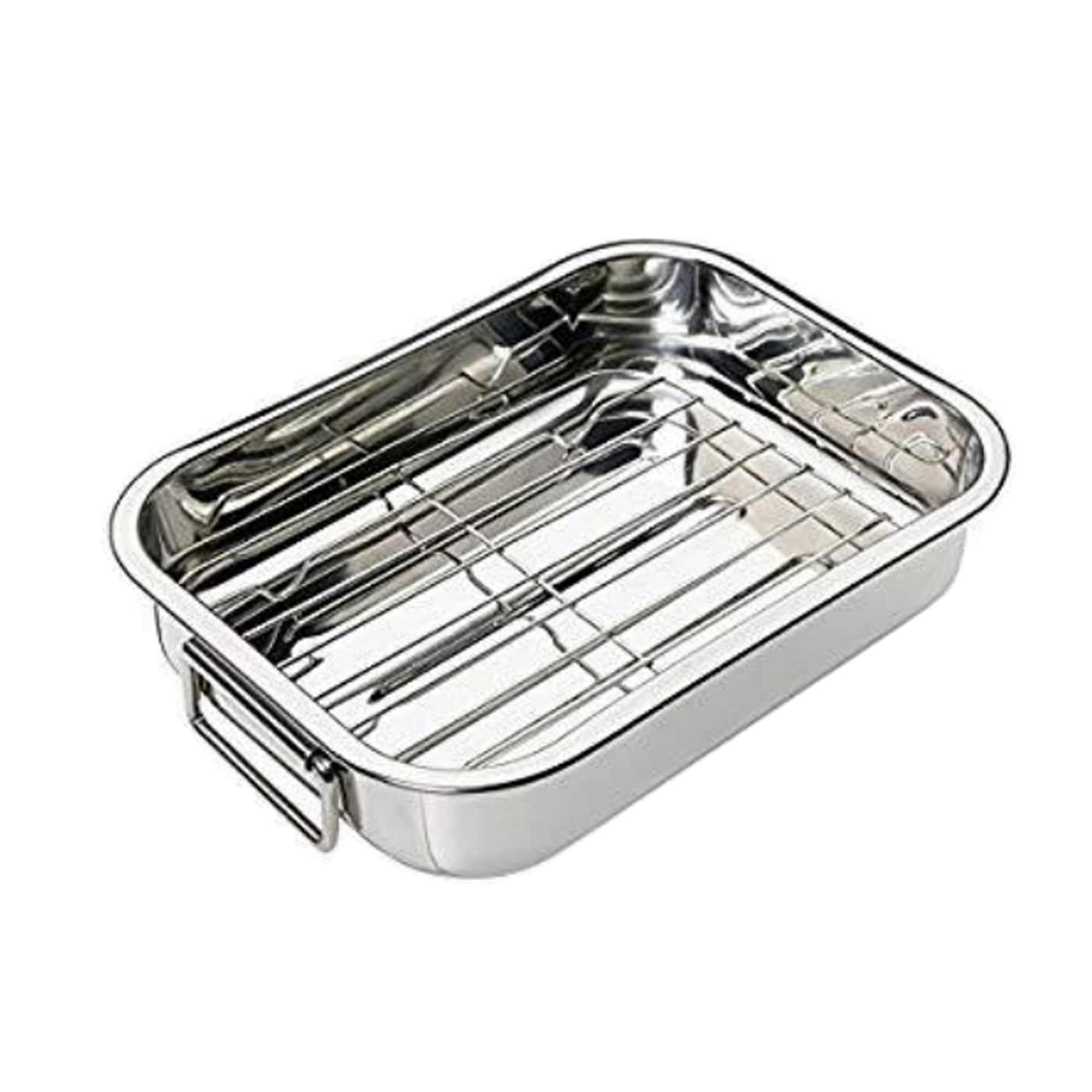 UD - Bandejas Rectangulares con Grill de Acero Inoxidable para Horno – Antiadherentes, Saludables y No Tóxicas