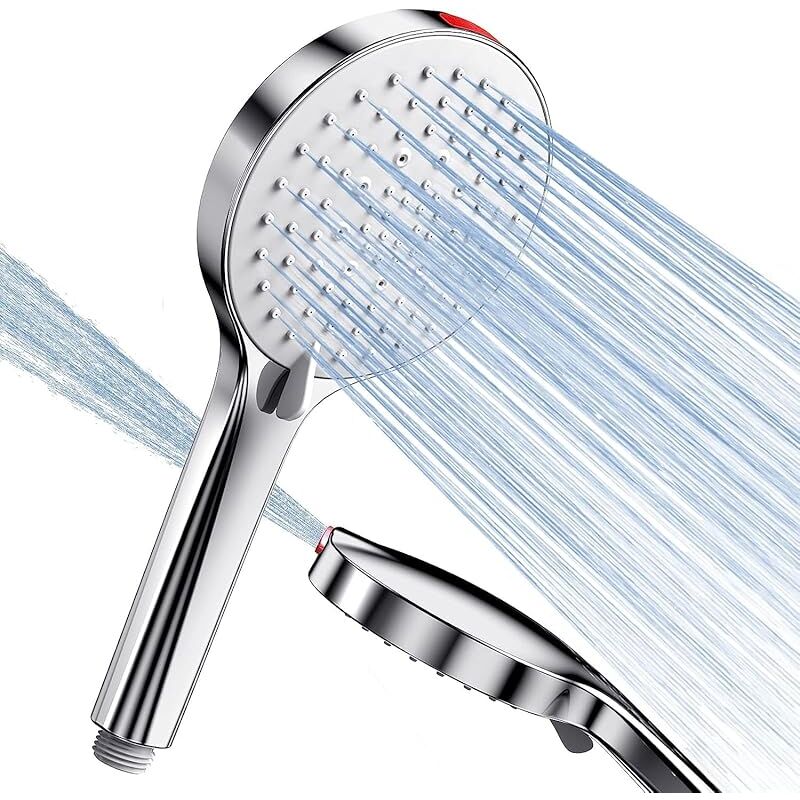 CA Cabezal de ducha ahorrador de agua - SREWOHS Φ125 mm, cabezal de ducha de alta presión antical, ducha de lluvia flexible con 5 modos, potente cabezal de ducha de chorro, ducha de baño, cromado