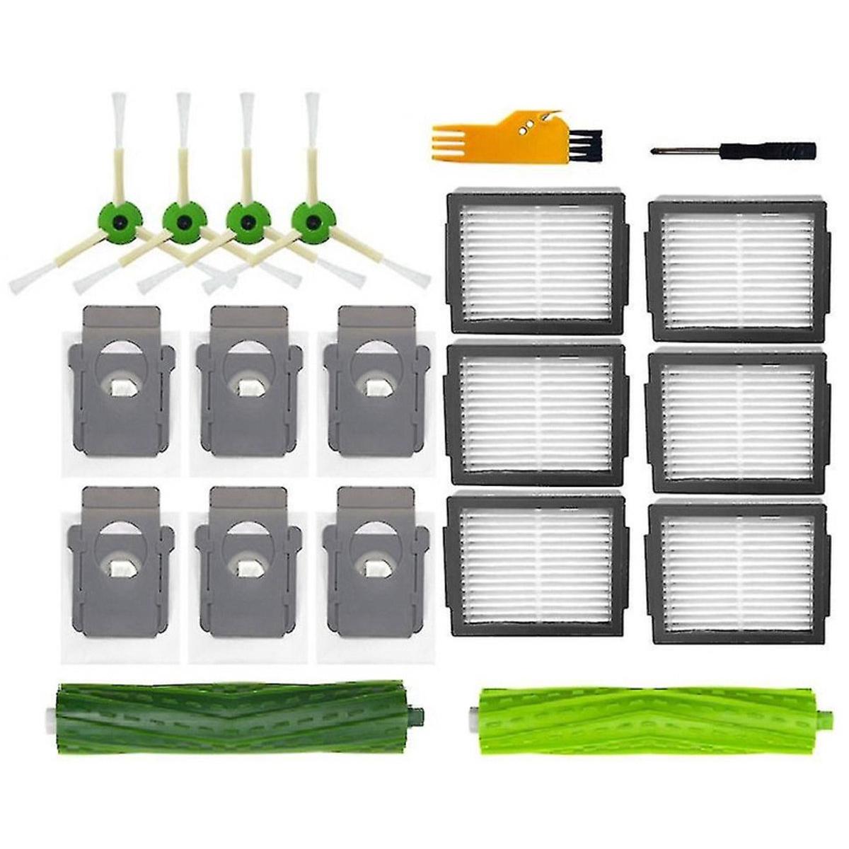 Accesorios para aspiradoras - Juego de accesorios - apto para aspiradoras iRobot Roomba (i7, i7+, E5, E6, series 800/900) - 2 cepillos principales, 6 filtros, 4 cepillos laterales y 6 bolsas para el polvo