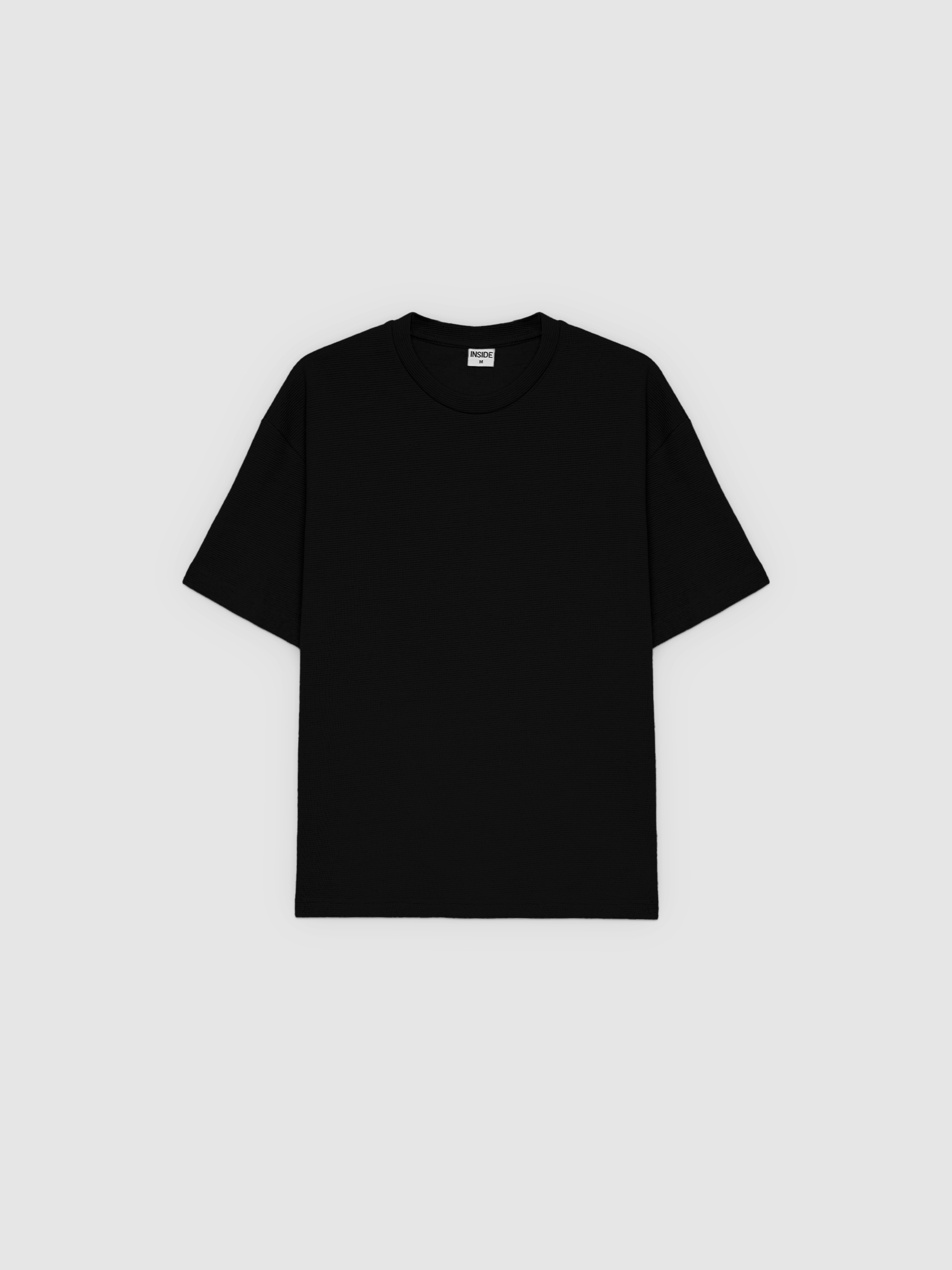 Camiseta de manga corta, estampado liso, tejido Single Jersey, cuello redondo clásico INSIDE