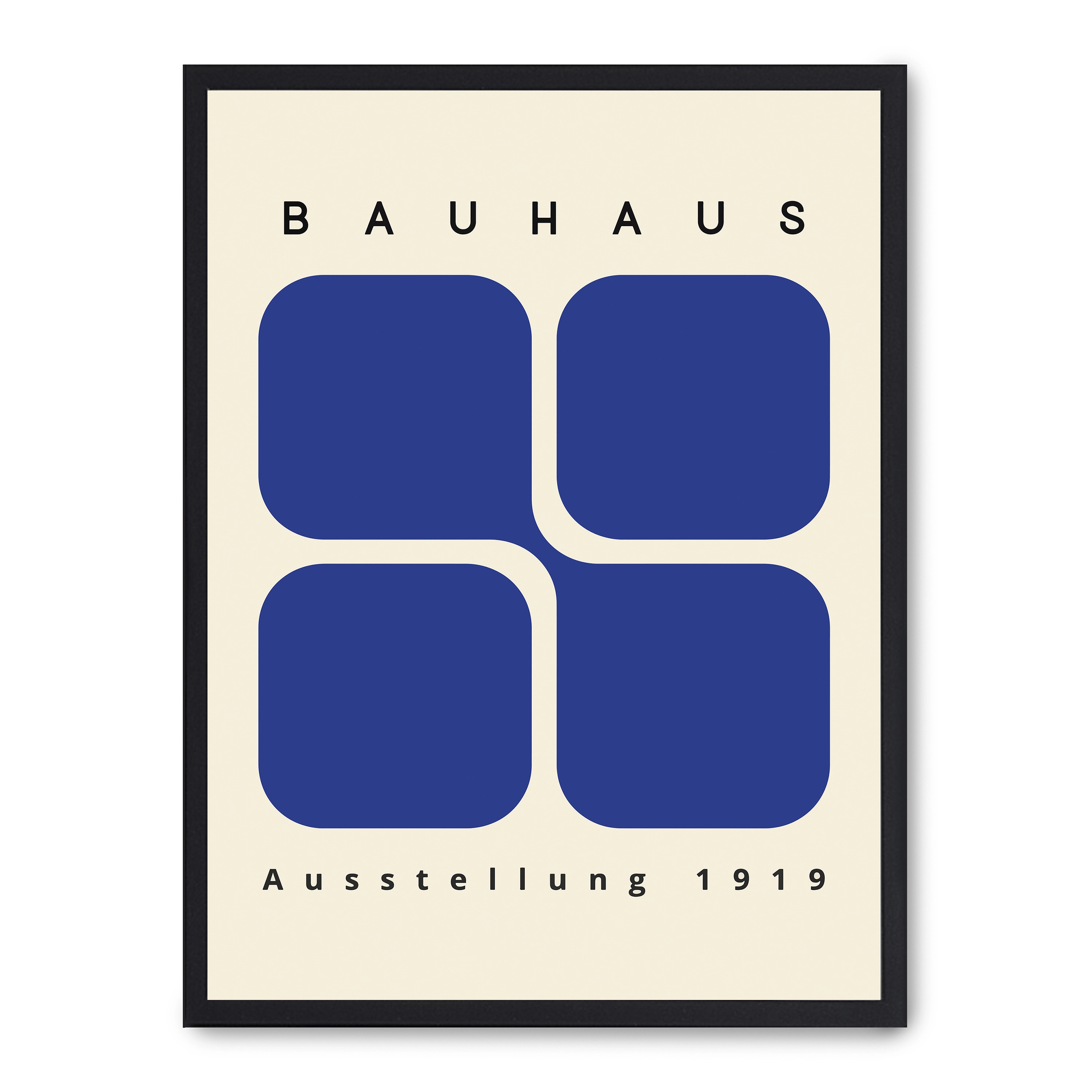 Cuadro bauhaus blue forms iii 30x40cm, Póster impreso en papel de primera calidad de 180gr, montado sobre marco de madera MDF acabado en negro., Arte - Bauhaus