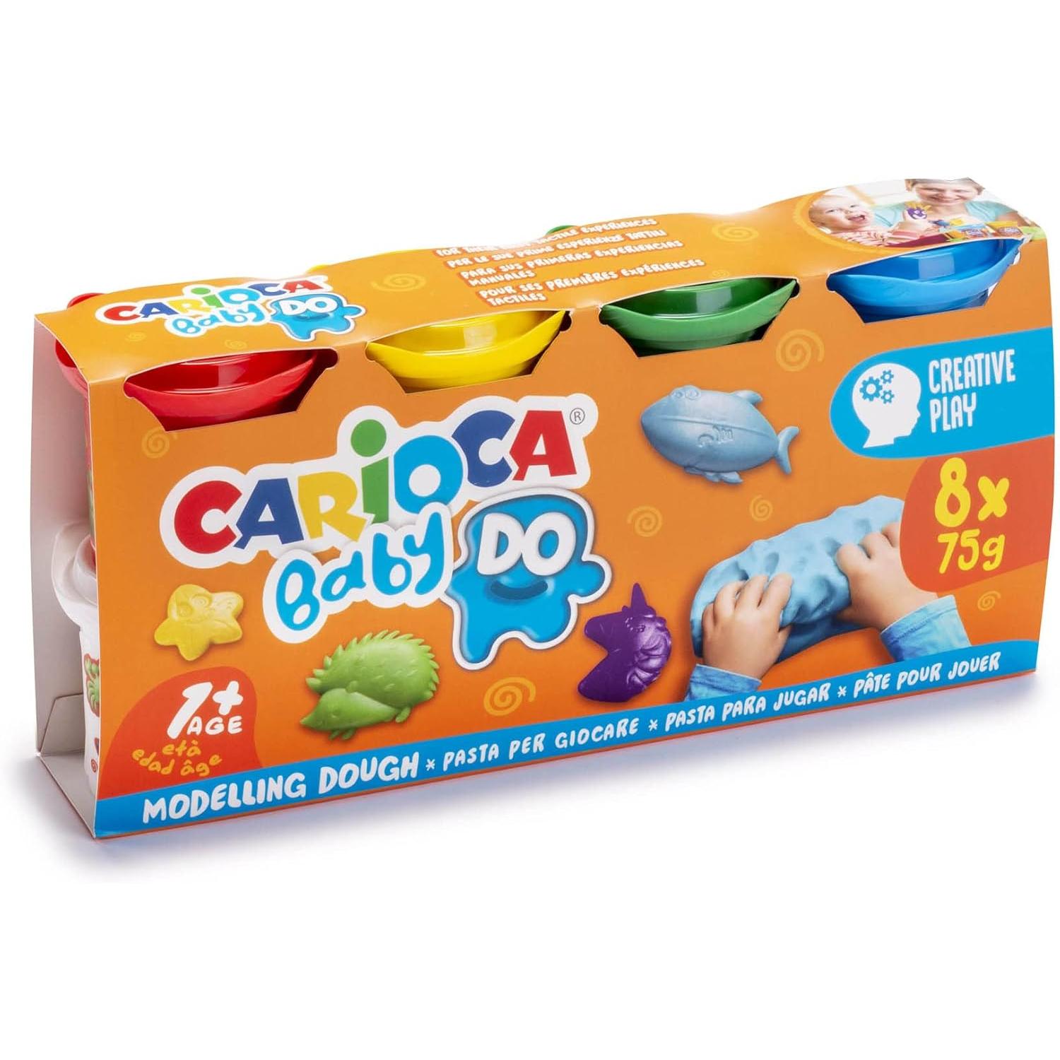 Carioca Baby DO Plastilina, Set de 8 Colores, para Niños a Partir de 12 Meses, Colores Luminosos y Combinables, para Niños de 1 Año, No Ensucia Las Manos y Secado al Aire, Contiene Trigo