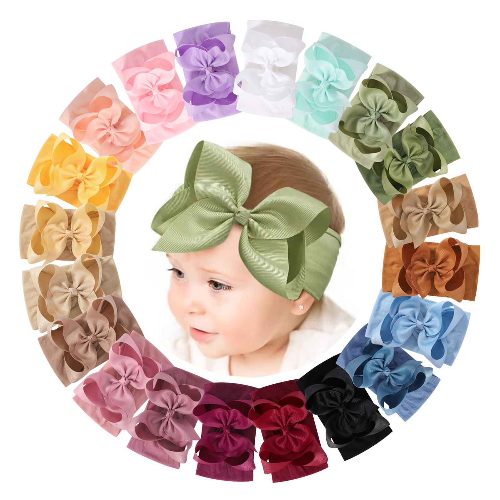 TK Diademas Suaves Para Bebés Con Lazo De 4.5 Pulgadas Accesorios De Cabello Para Niñas Recién Nacidas Pack De 6/20PCS