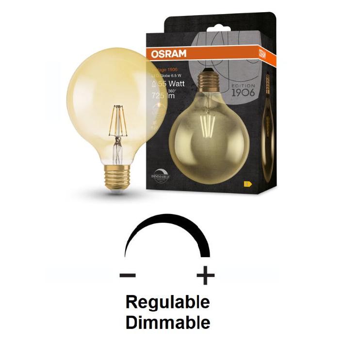 GLOBO LED 125mm FILAMENTO ámbar 6.5w DIM * CLAR