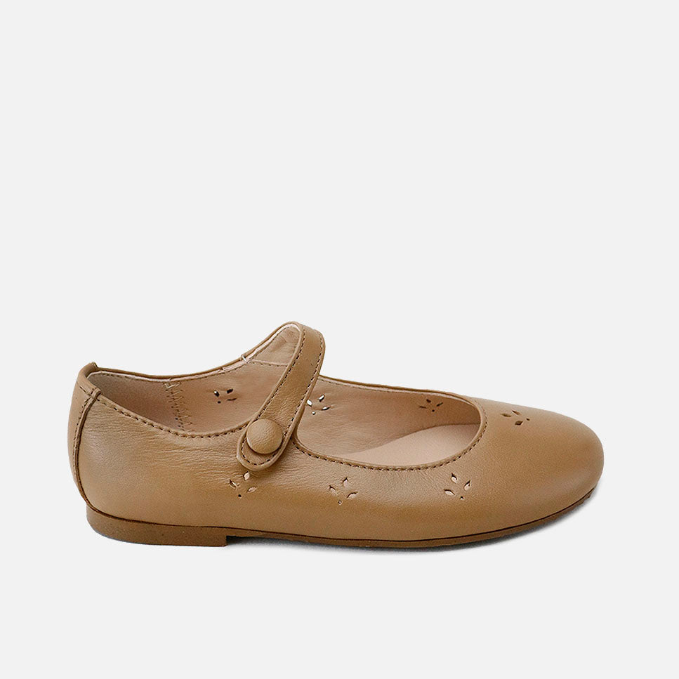 Merceditas piel cuero hojas Papanatas | Eli 1957