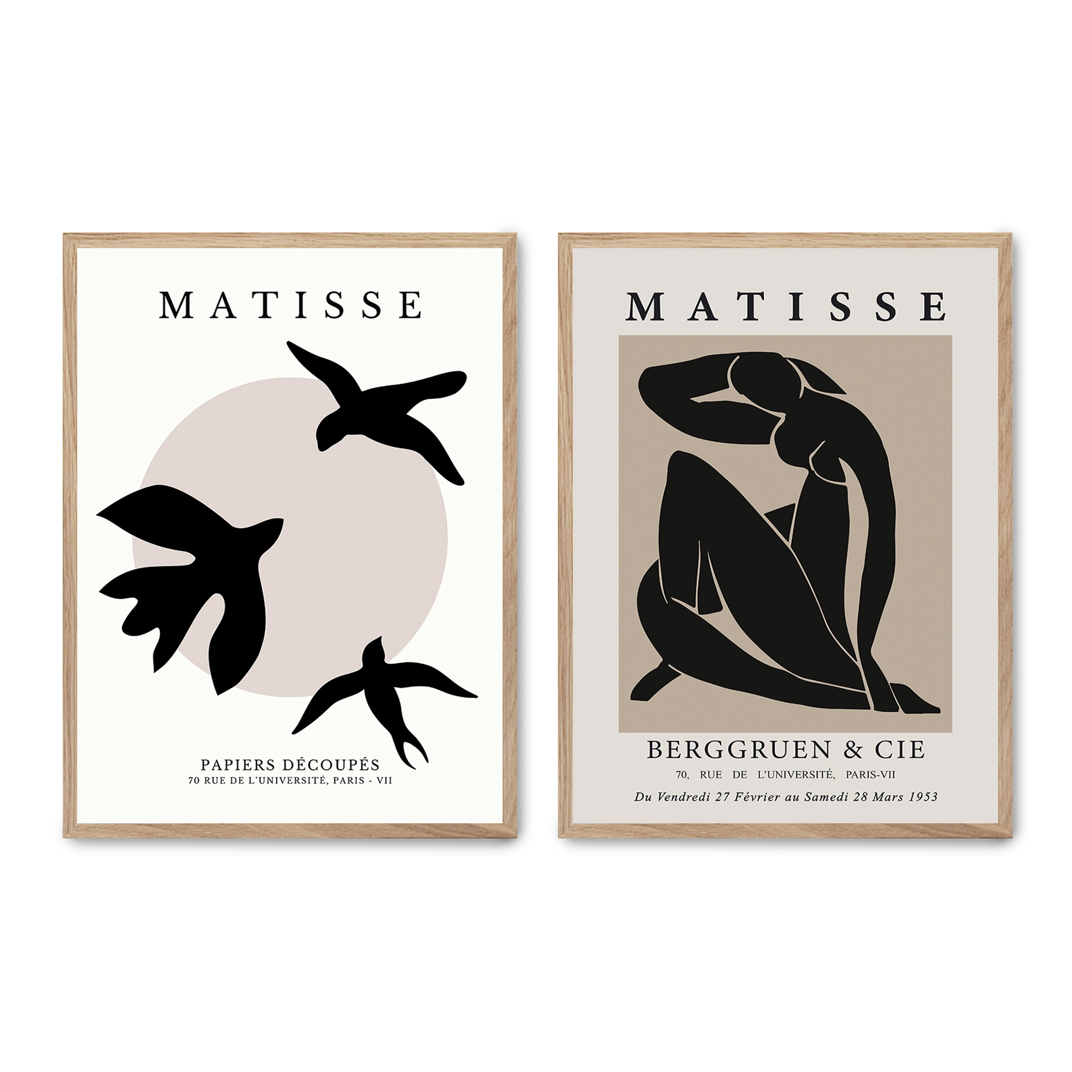 Set compuesto por dos cuadros con marco roble 30x40cm, Póster impreso en papel de calidad premium de 180gr, montado en marco de madera MDF con acabado en color roble, SETS