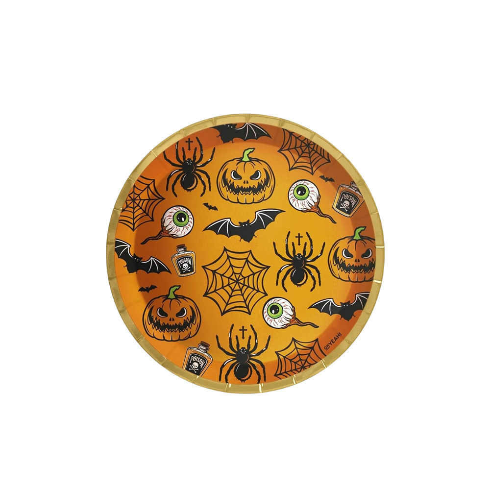 PLUSHOME Platos Cartón Halloween Esotérico - Plato Postre Llano Desechable - Decoración Mesa Halloween Temática Esotérica - Vajilla Decoración Halloween Esotérica