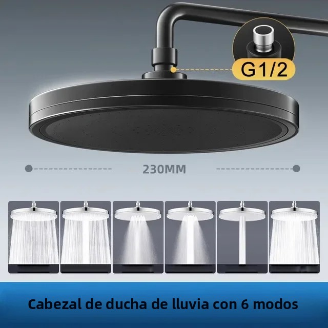 TK Cabezal De Ducha De Gran Flujo Con 6 Modos Supercharge Regulador De Presión 230mm Redondo Accesorios De Baño Cabeza De Ducha De Lluvia