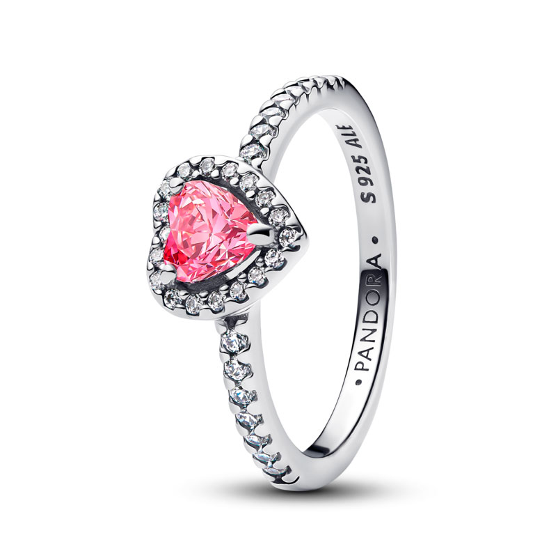 Pandora Anillo en plata de ley Corazón Rosa Elevado 198421C03 , para Mujer