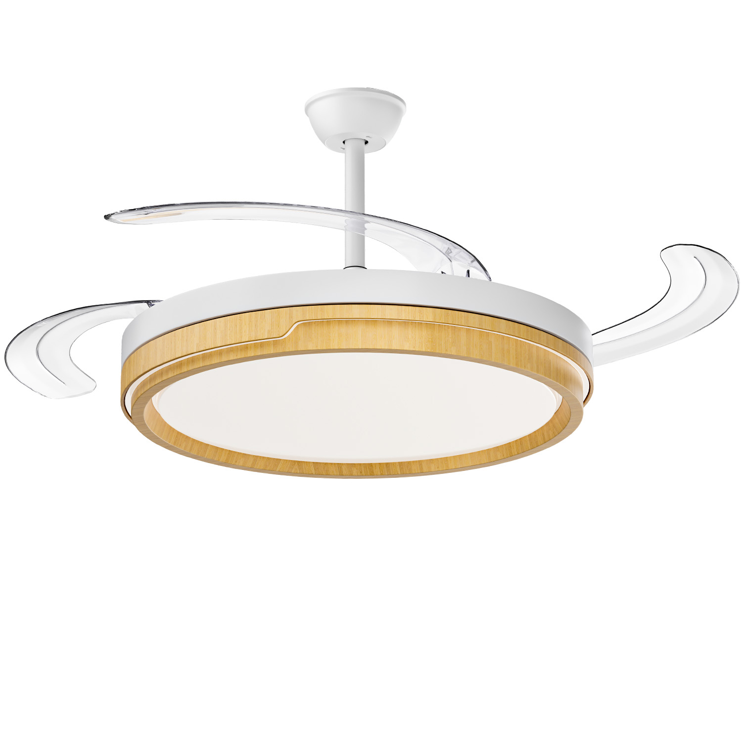 OStarkDom 96W Ventilador de Techo Retráctil con Luz LED y Control Remoto - 6 Velocidades Silencioso - 3 Colores de Luz (Cálida/Fría) - Motor de Cobre Duradero - Para Dormitorio y Sala - Fácil Instalación