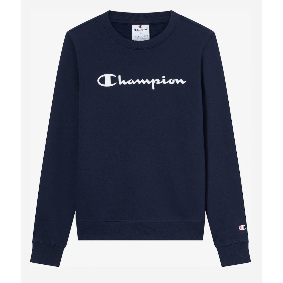 Sudadera Champion Mujer Azul Marino con Logo Script – Comodidad y Estilo Deportivo