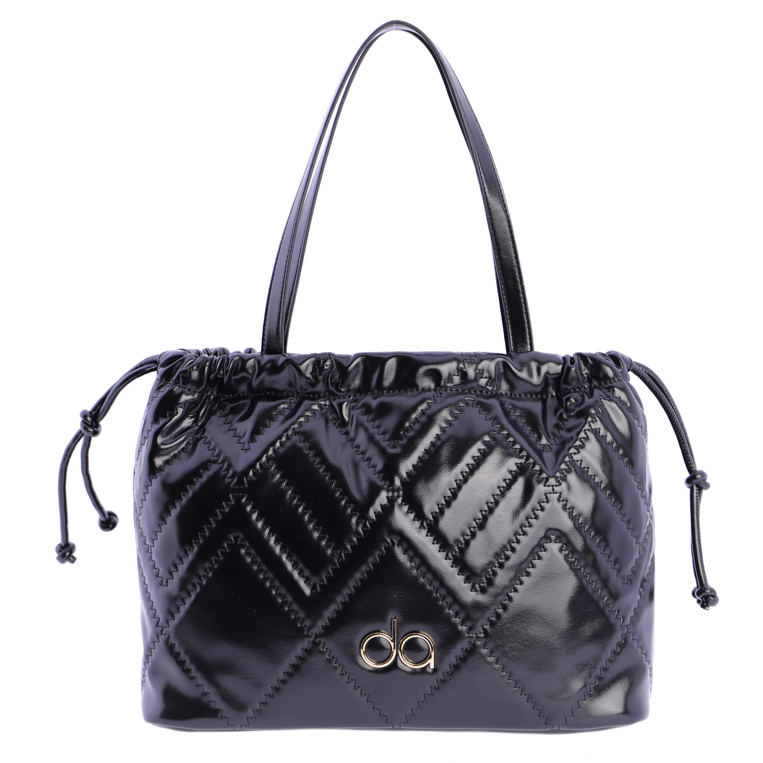 Bolso shopper en piel sintética con pespunte decorativo en zigzag de mujer DON ALGODON con el logo en metal.