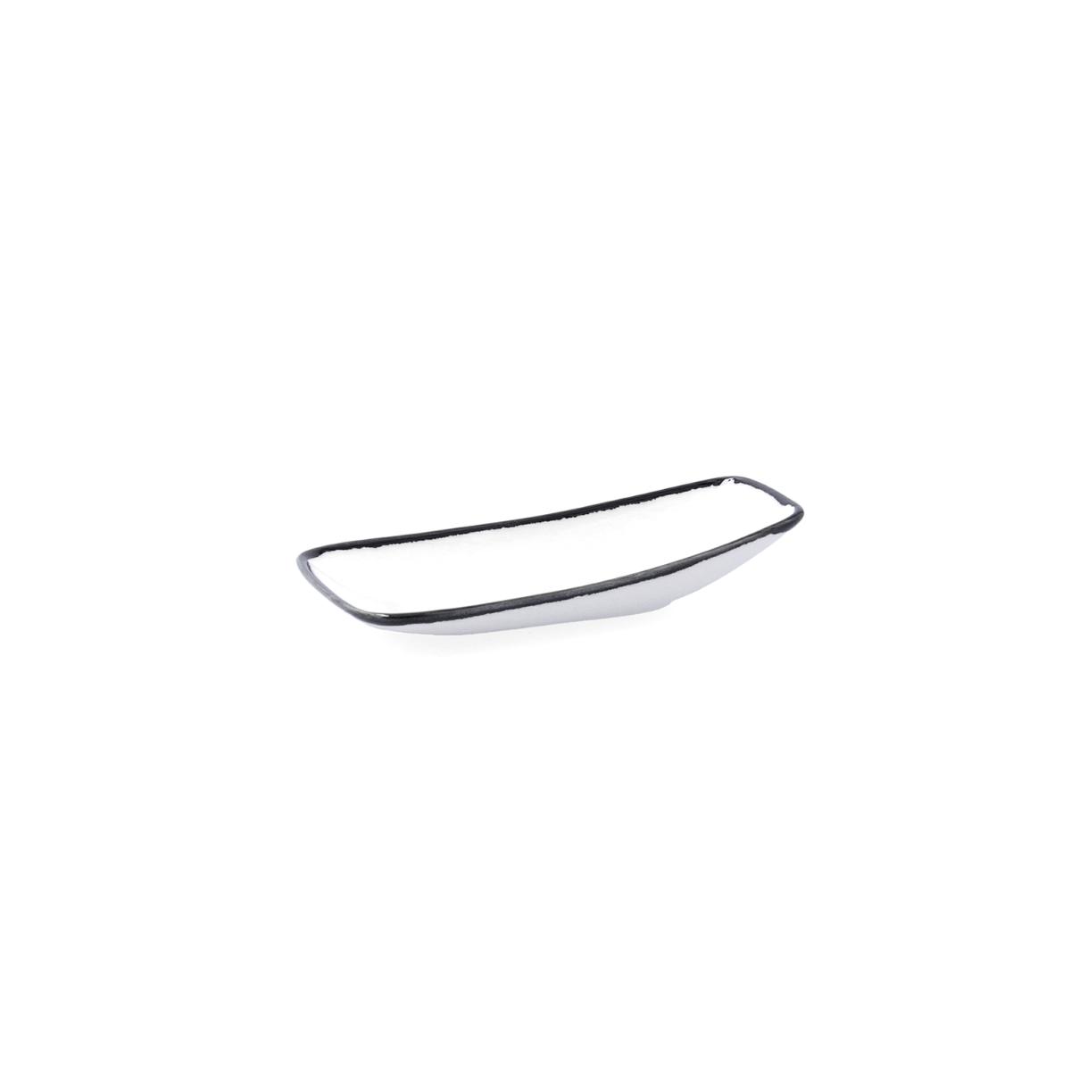 ARIANE VITAL FILO Bandeja Rectangular Porcelana 15X8,5X8,5CM Blanco y Negro Brillo Reforzado especial hosteleria