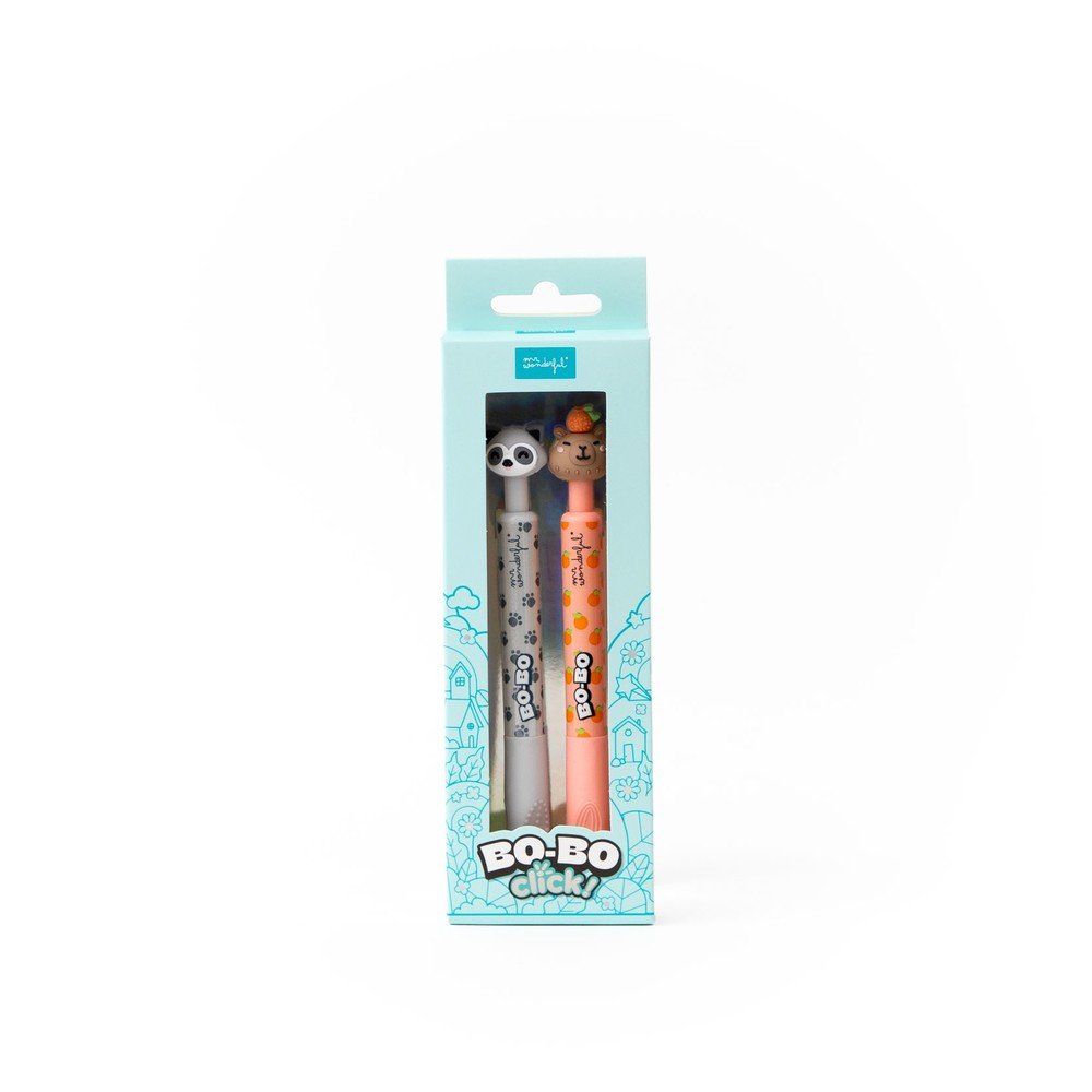 MR SET DE 2 BOLIS BORRABLES BO-BO CLICK MAPACHE Y CAPIBARA BOBO CLICK 8x2x15 Cms.