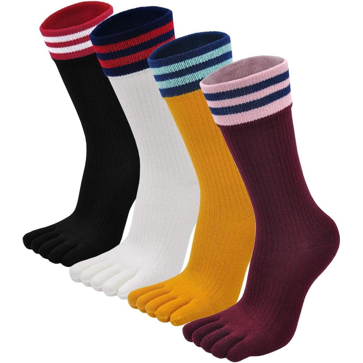 TK Calcetines de Dedos Mujer Calcetines Cinco Dedos de Deporte, Mujer Calcetines del Dedo del Pie, Calcetines de Algodón, suave y transpirable, 4/5 pares