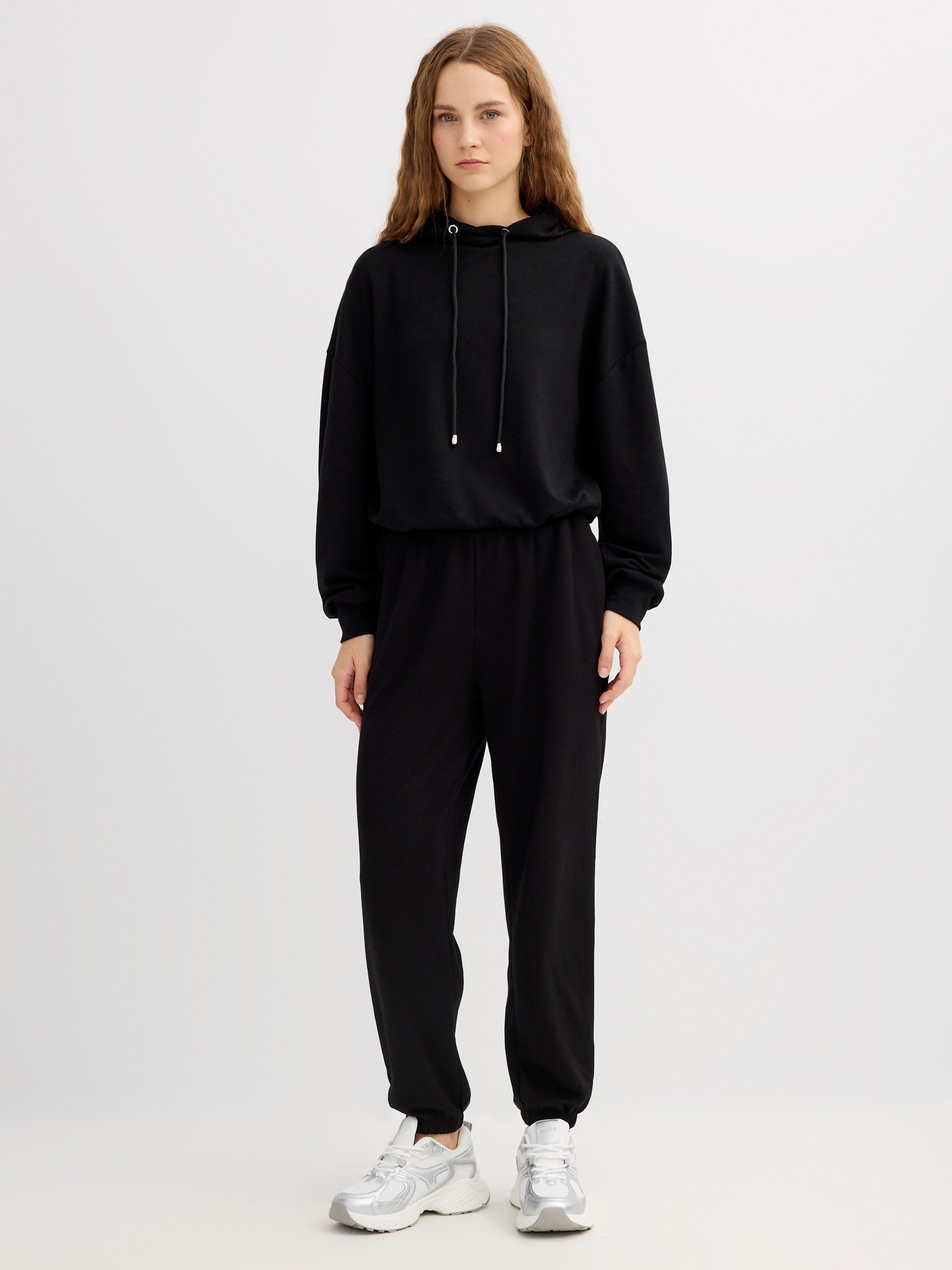Pantalón jogger de chándal, diseño liso, tejido de punto, cierre elástico, tiro alto INSIDE