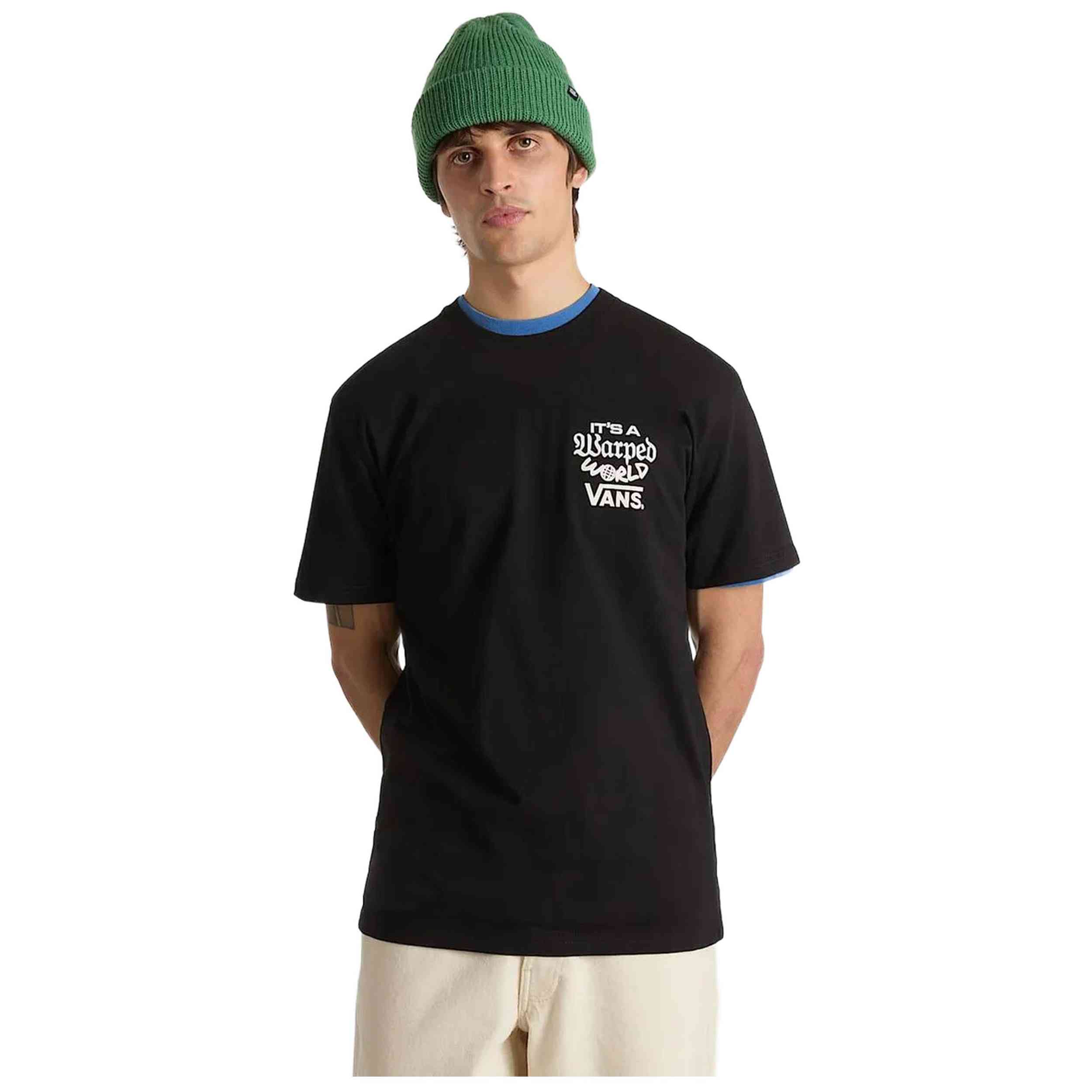 Camiseta de Manga Corta Vans Warped World para hombre en color negro