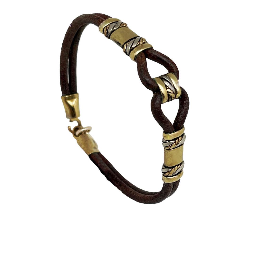 Pulsera cuero y latón enlazado artesanal únicas
