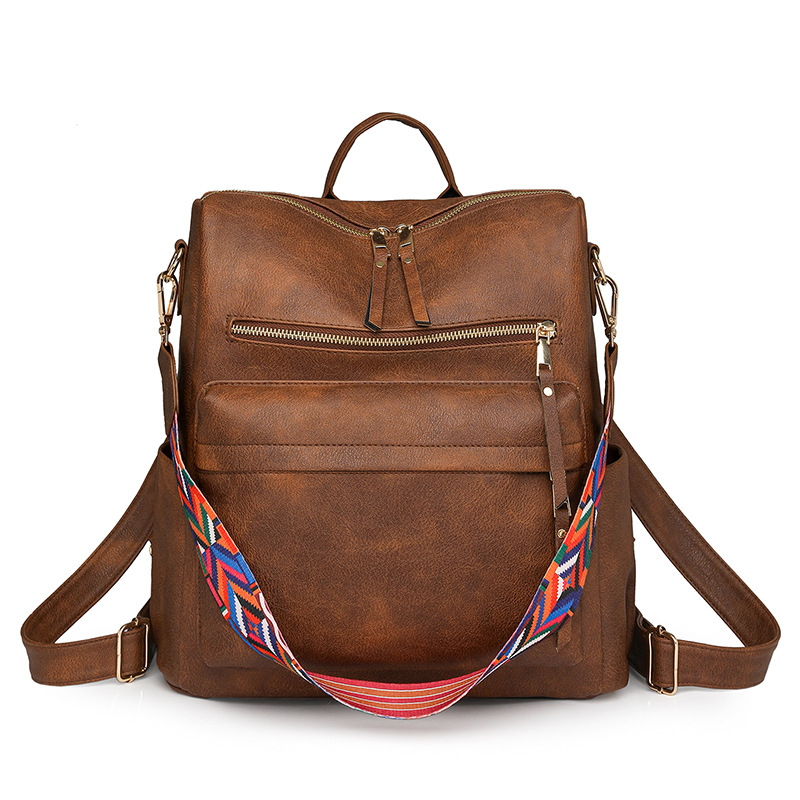 Mochila de moda para mujer, bolso de hombro multifuncional de cuero para mujer, bolso de viaje, bolso de mano