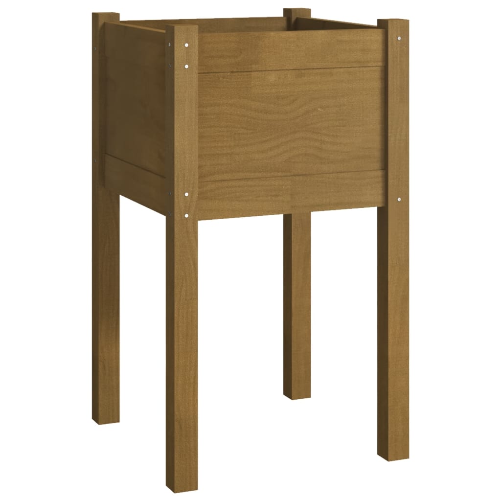 vidaXL Jardinera de madera maciza de pino 40x40x70 cm Color Natural,  Blanco,  Gris y mas