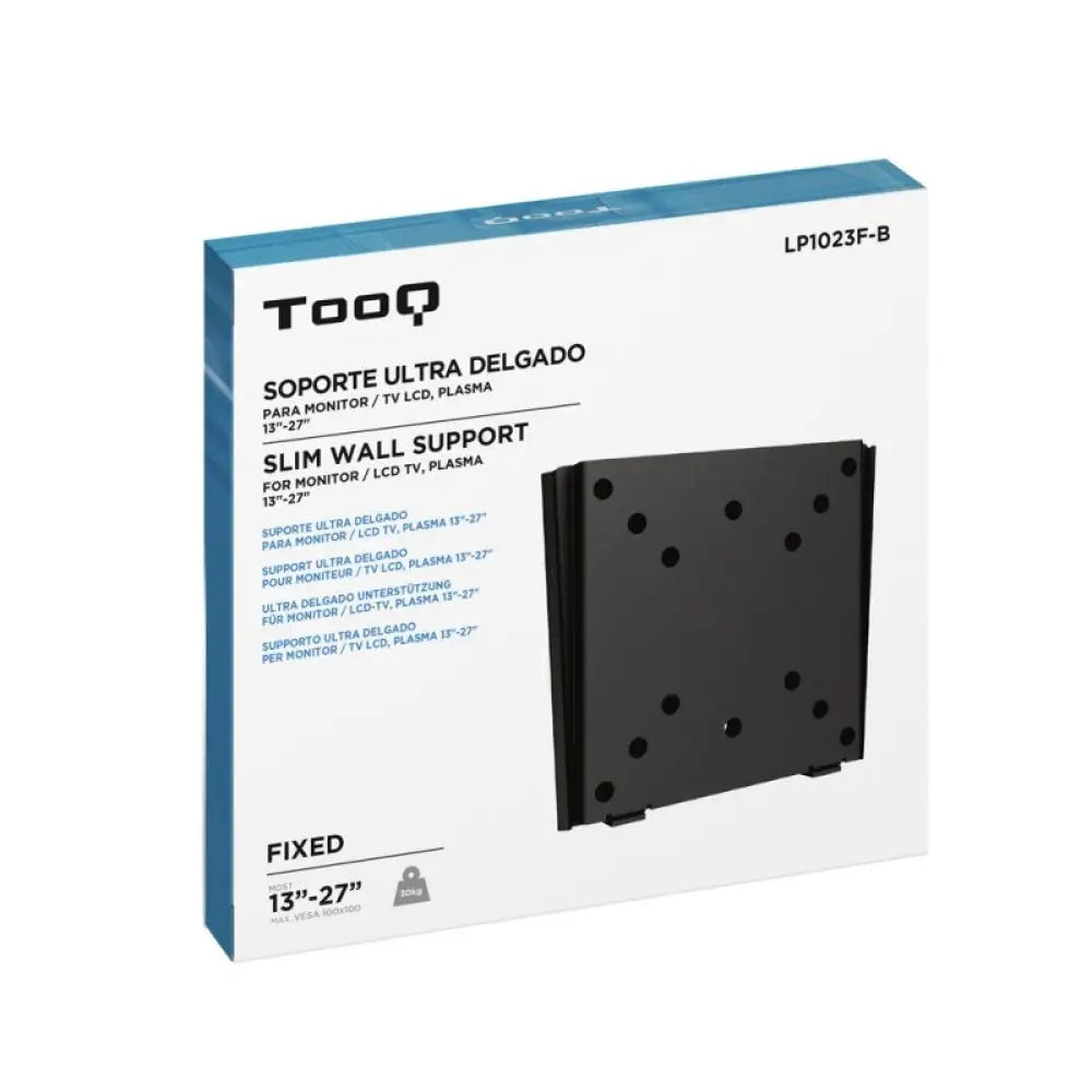 Tooq - Soporte fijo para monitor/TV 10-23 pulgadas LP1023F-B con VESA 50x50, 75x75 y 100x100, soporta hasta 30 kg, distancia de pared 15 mm, color negro