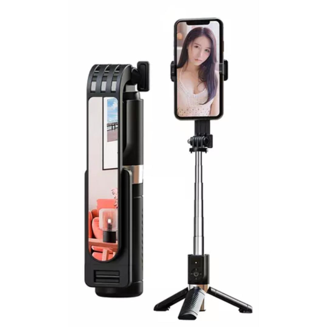 Palo Selfie, Portátil con Control Remoto ,Bluetooth 5,2V ,Trípode ,Plegable ,Muletas Telescópicas , Stick Wireless con luz Led, Rotación 360º,camara para grabaciones, autorretrato