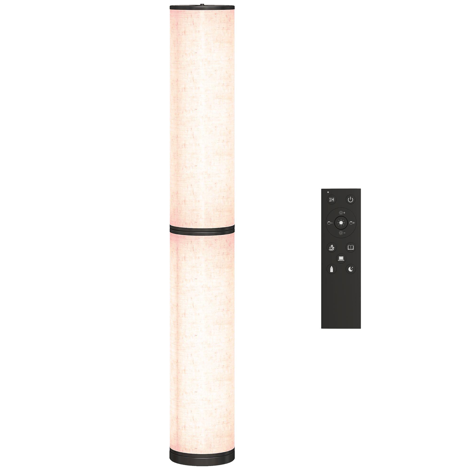HOMCOM Lámpara de Pie Moderna, Lámpara Salón con Brillo, Temperaturas de Color Ajustables 3000K-6000K, Mando a Distancia Magnético, Temporizador, para Dormitorio, Oficina, Decoración, Beige
