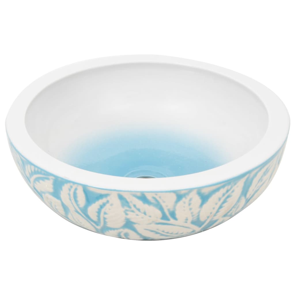 vidaXL Lavabo sobre Encimera Redondo Lavamanos de Baño Cerámica Color Azul, Blanco y rojo, Gris oscuro y mas