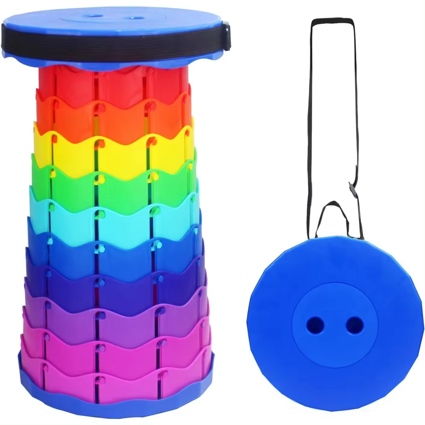 Taburete Plegable Portátil, Taburete Telescópico Ligero y Duradero para Actividades al Aire Libre como Viajes, Pesca, Senderismo y Camping (Multicolor)