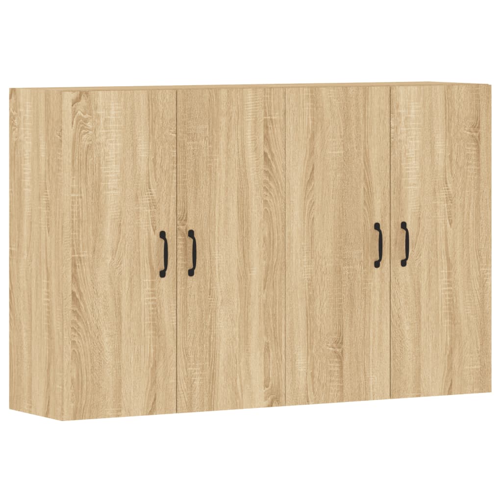 Vidaxl Armarios de Pared 2 Uds Madera de Ingeniería Tirador de Metal Negro Mueble de Almacenaje de Salón