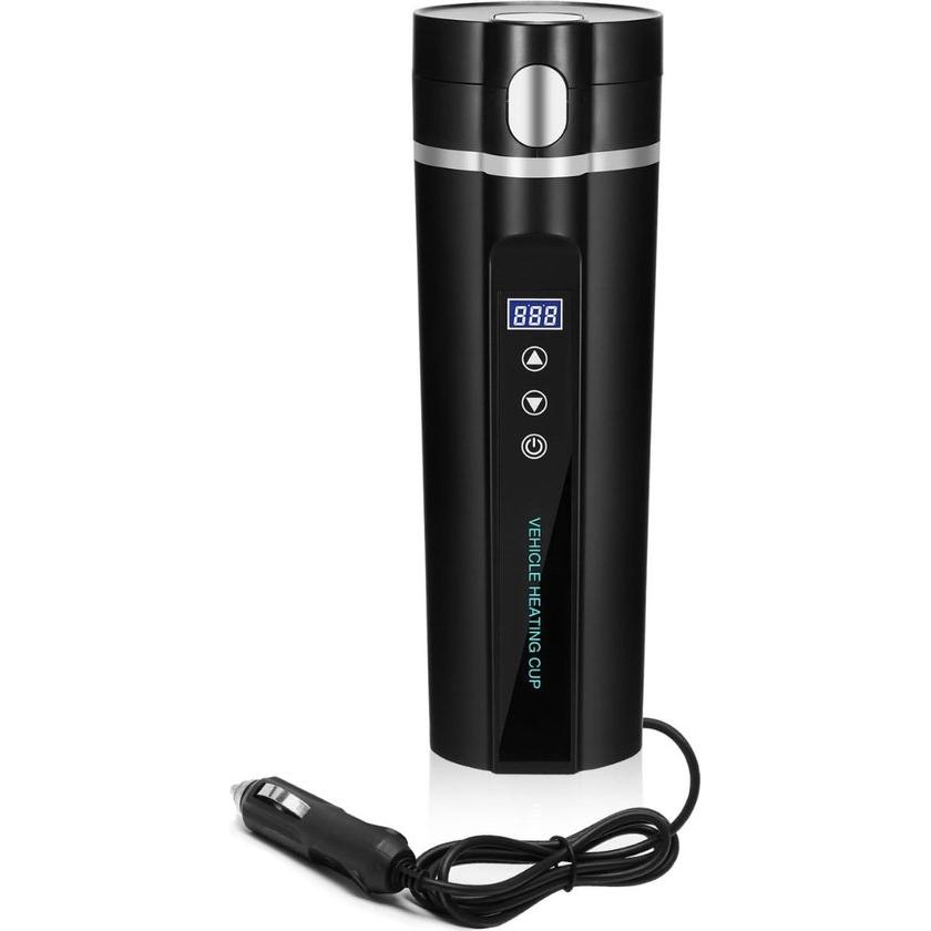 TK Botella para coche - Botella de camping con control de temperatura - Botella con aislamiento al vacío de doble pared - Negra