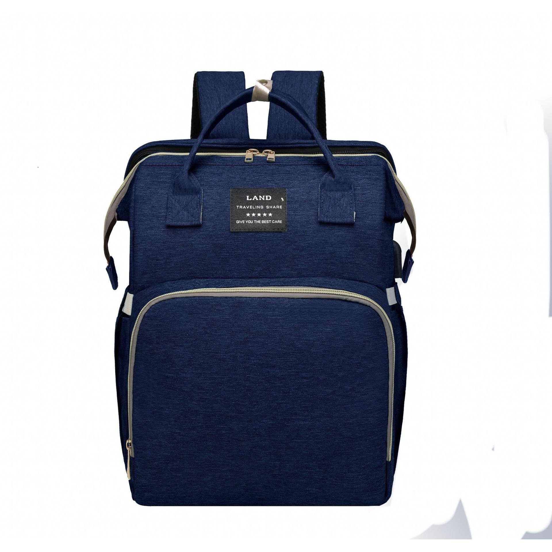 Bolso maternal multifuncional y elegante, plegable tipo cuna, sencillo y portátil, con compartimento térmico para biberones, de gran capacidad para actividades al aire libre