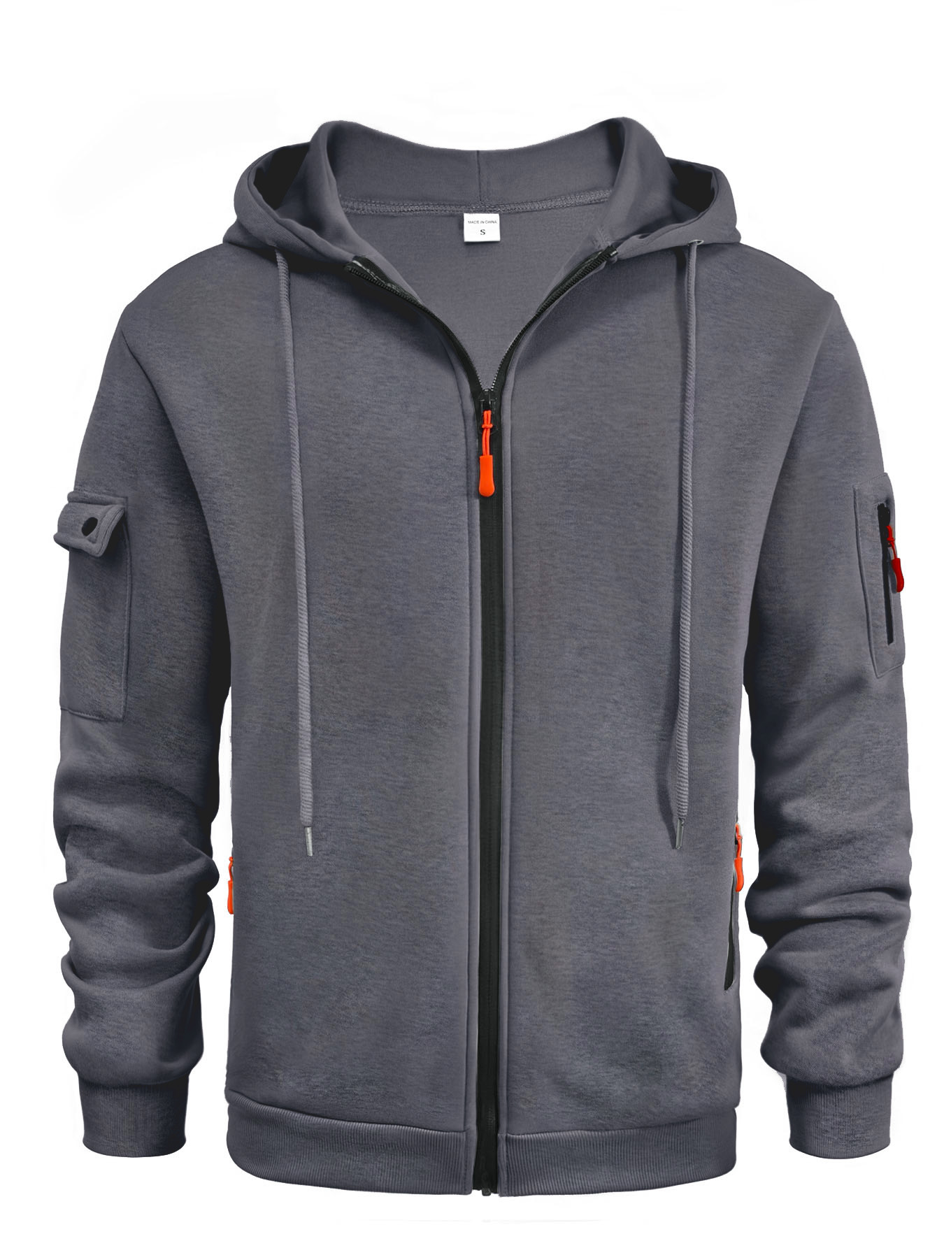 OmHO Sudadera con capucha y cremallera para hombre, chaqueta deportiva informal de talla grande, para otoño e invierno