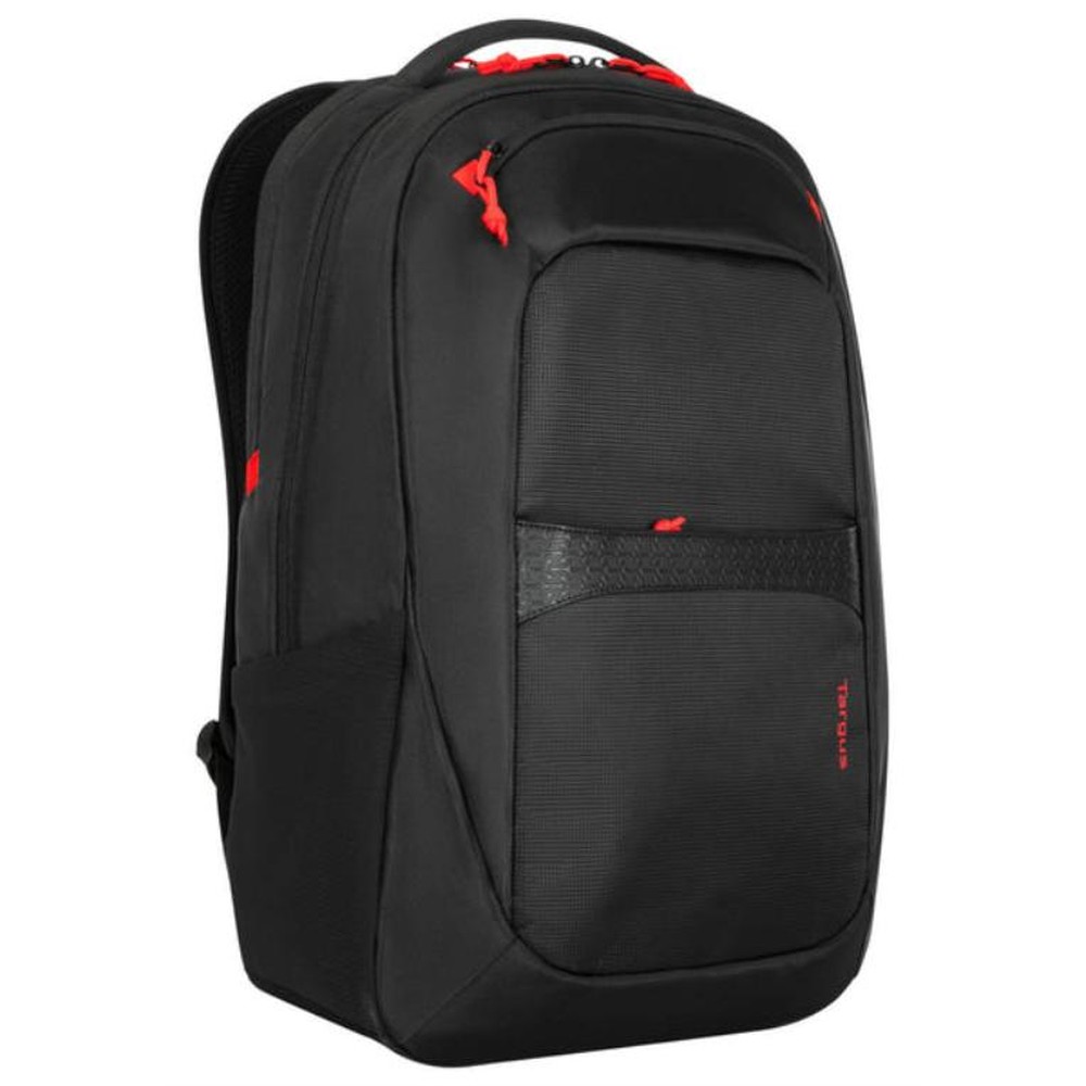 Targus - Mochila Gaming Strike II para portátiles hasta 17.3\" de nailon resistente con compartimentos múltiples y bolsillos laterales para botellas, color negro