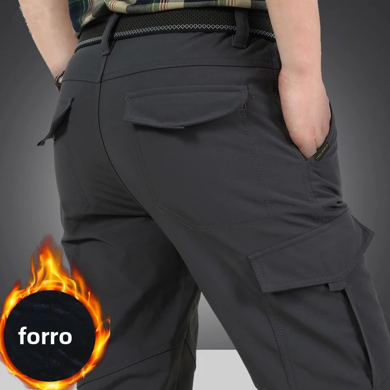 TK Pantalones Tácticos Para Hombre 2024 Pantalones De Invierno Casuales Cargo Impermeables Con Lana Fleece Cintura Elástica Para Senderismo Y Viajes