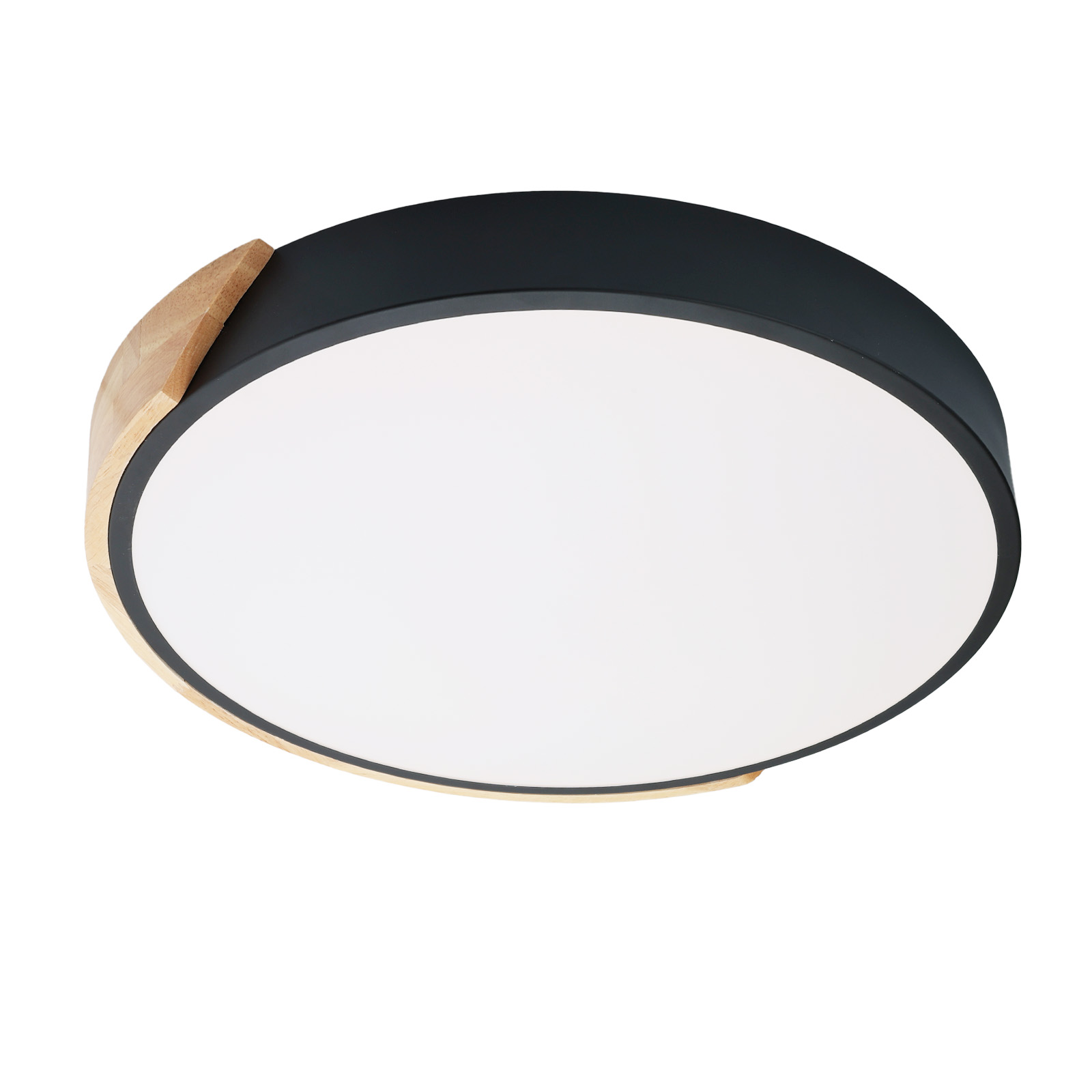 ALPINALUZ Plafón LED Circular Ø40cm, 30W, 3000LM, Metal y Madera Natural, Luz Seleccionable (3000K-4000K-6000K)