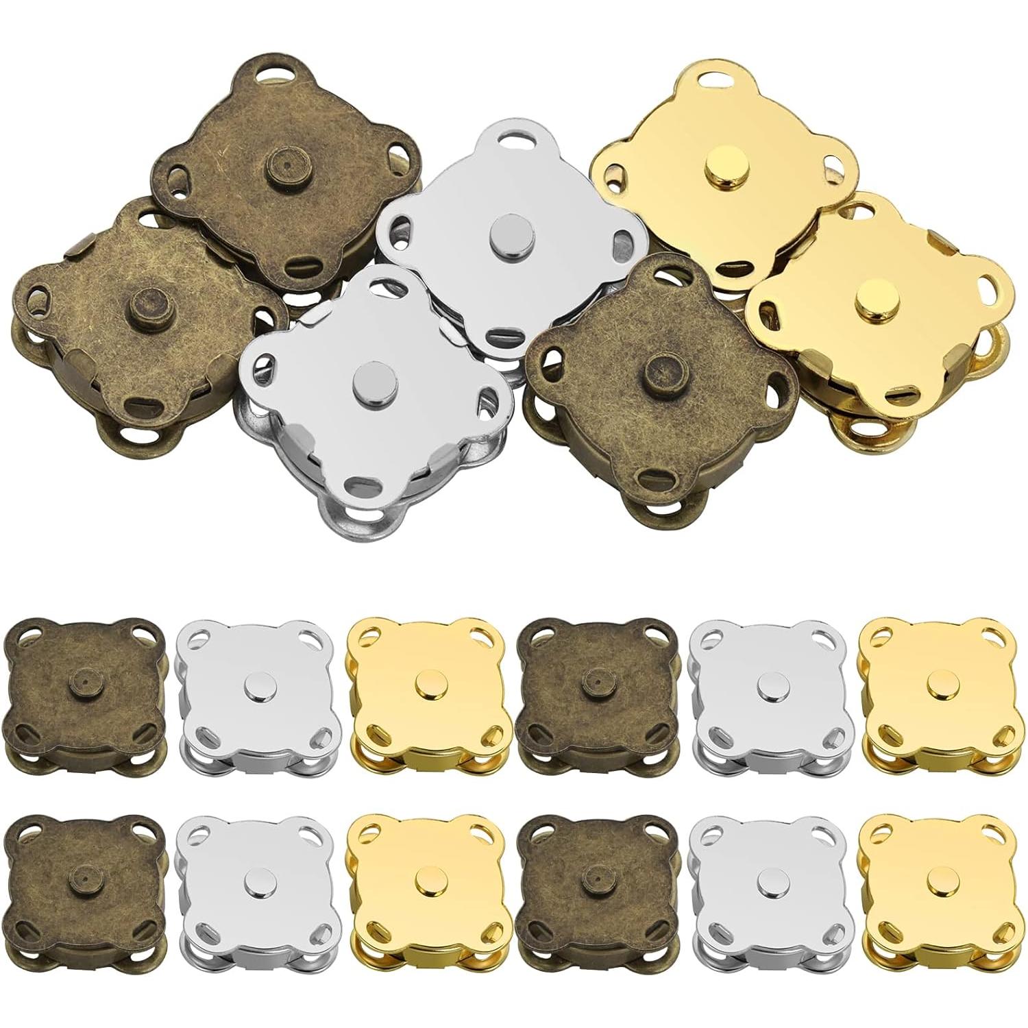 Paquete de 12 botas magnéticas, cierres magnéticos para bolsas, botones de metal, cierres magnéticos de 15mm, cierres magnéticos para bolsos, bolsos, Cartero, Costura, manualidades, (Dorado,)