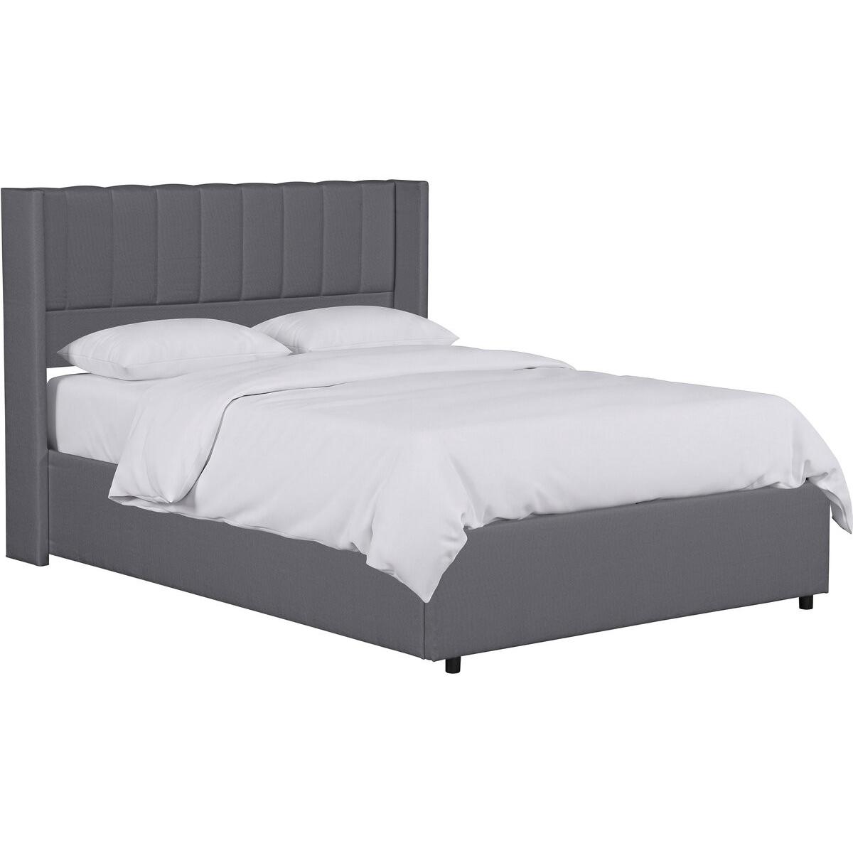 Habitat y Jardin - Cama doble de tela con cajón <<Saint-Moritz>> - 140 x 190 cm - Gris