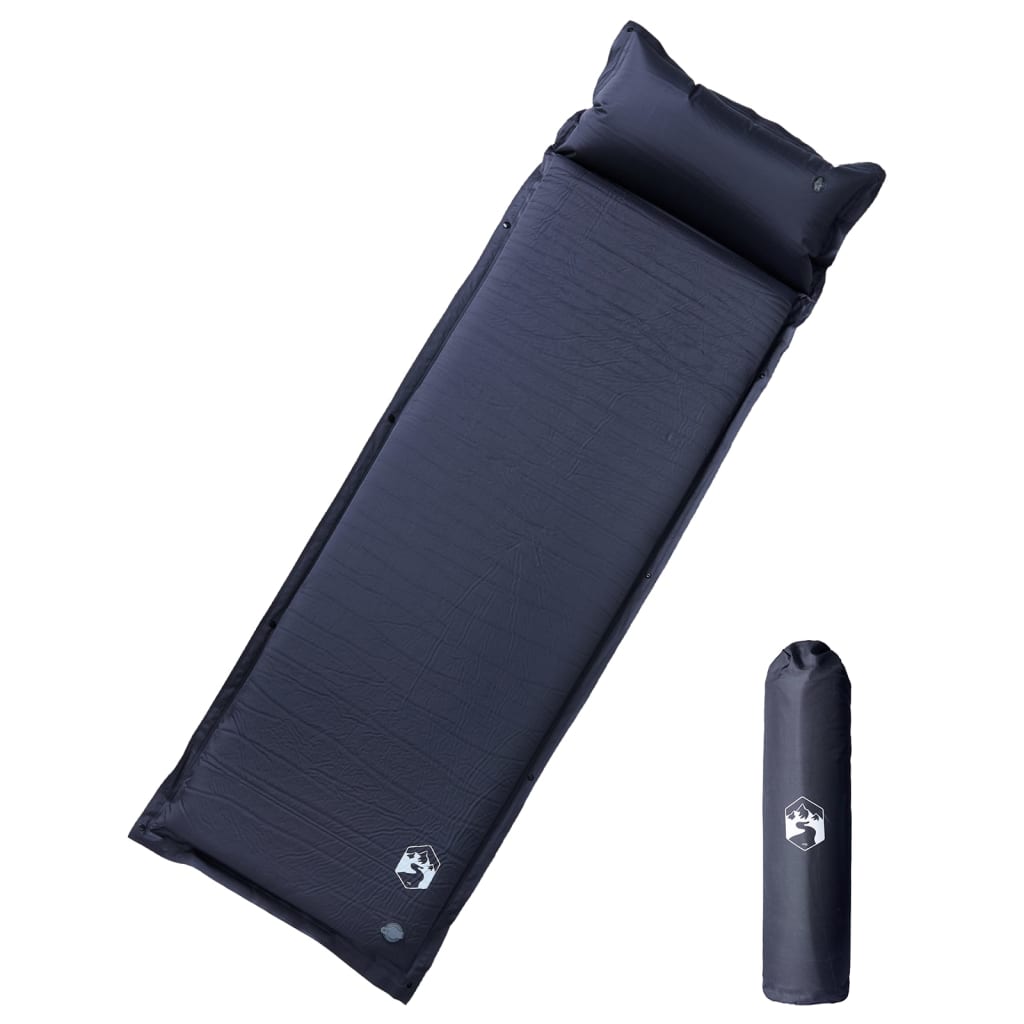vidaXL Colchón de Camping Autoinflable con Almohada 1 Persona Aire Color Azul marino, orange, Tuquesa y mas