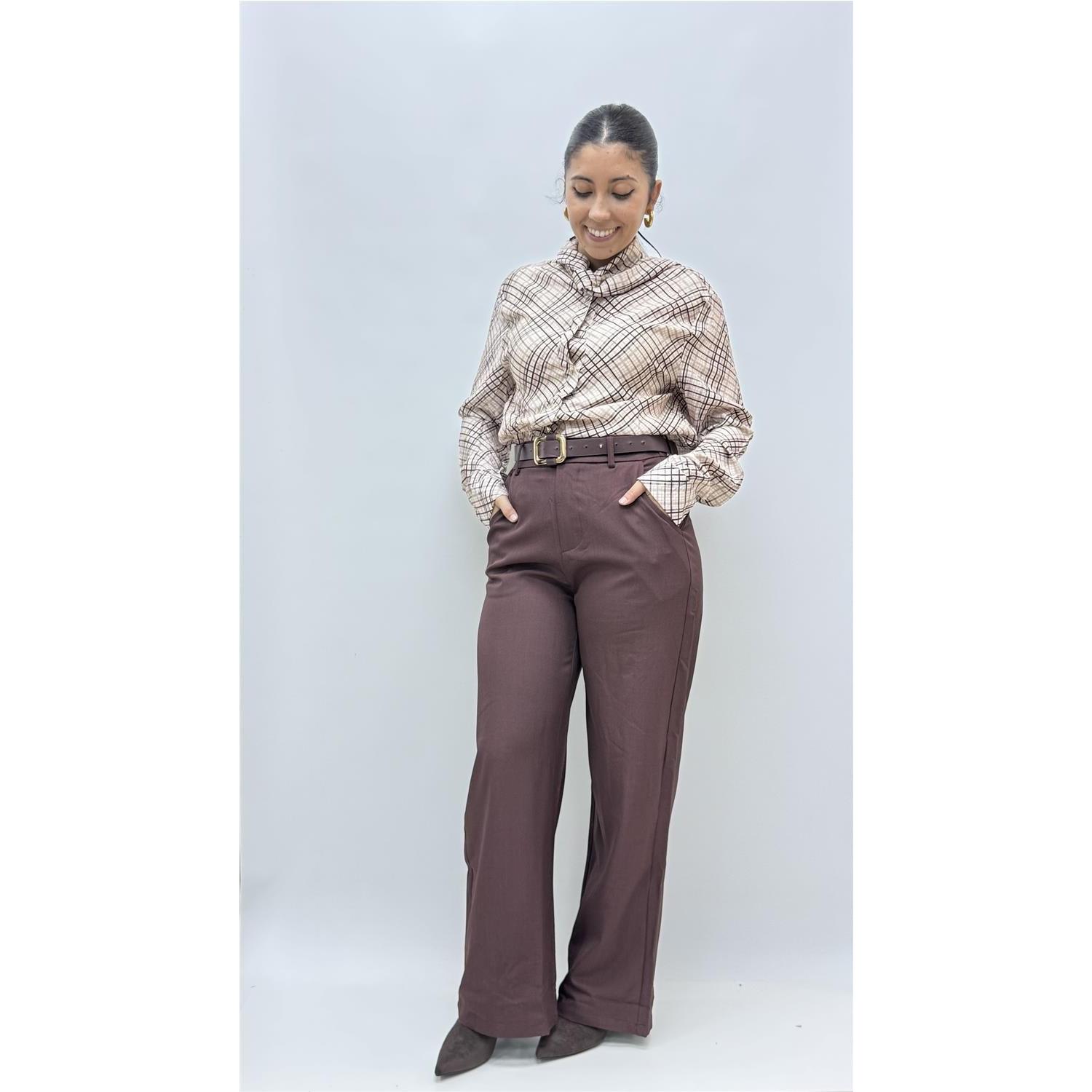 Pantalon Cinturon Otoño Beenjena