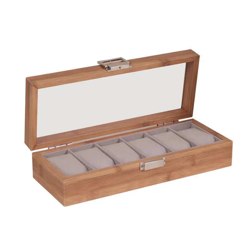TK Caja De Almacenamiento Para Relojes De Bambú Estilo Chino Nueva Moda Con Cierre Transparente Y 3/6/10/12 Celdas Regalo De Cumpleaños Para Hombre